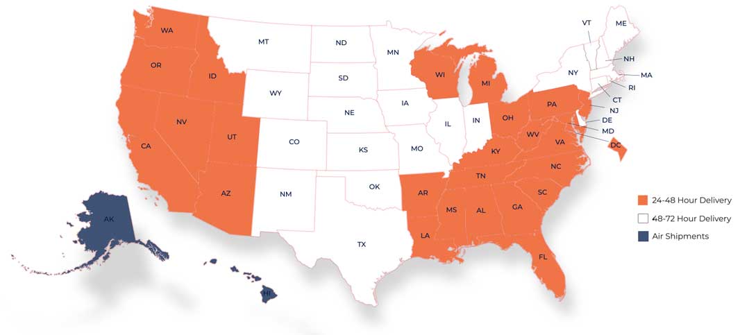 distribution and fulfillment center locations on map